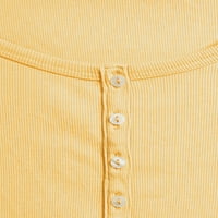 Време и време женски ребрести маица Хенли со кратки ракави