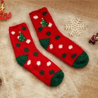 Чорапи Чорапи Удобни Слатки Топли Печатени Божиќни Женски Чорапи Домашни Чорапи Црвени
