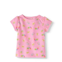 Печатена маица за кратки ракави на бебешки девојчиња