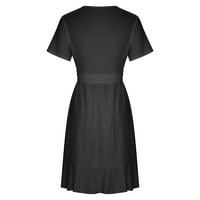 Дозвола-Продажба Летни Фустани За Жени Печатење Со Кратки Ракави Фустан Со Цветен Дезен Миди Фит И Одблесок Секојдневен Секојдневен