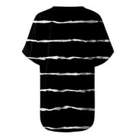 В - Вратот Блузи Слободно Време Шарени Врвови Краток Ракав Мода За Жени Црна м