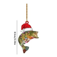 Божиќни Украси Персонализирани Зелени Бас Риби Голема Уста Рамни 2д Божиќни Орнаменти Украси За Дрвја Додатоци За Ретровизори