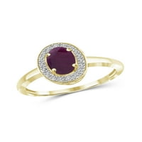Jewelersclub Ruby Ring Ridectone Jewelry - 0. Carat Ruby 14k златен сребрен прстен накит со бел дијамантски акцент - Gemstone