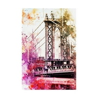 Колекција на ликовна уметност во трговска марка 'Cујорк Акварел - Арт на Менхетен мост II' платно уметност од Филип Хугонард