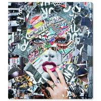 Пистата Авенија мода и глам wallид уметност платно отпечатоци 'Кети Хиршфелд - Фема Фатале' Портрети - сива, розова