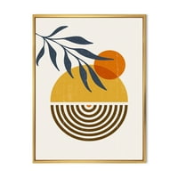 DesignArt 'Апстрактни форми со ботанички минималистички лист IV' модерна врамена платна wallидна уметност печатење