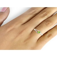 Jewelersclub Peridot Ring Rigntone Jewelry - 0. Carat Peridot два тона Стерлинг сребрен прстен накит - Gemstone Rings со хипоалергичен два тона Стерлинг сребрена лента