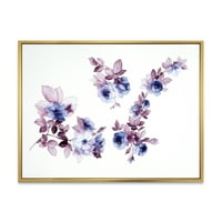 DesignArt 'Purple Wildflowers на бело I' традиционално врамено платно wallидно печатење