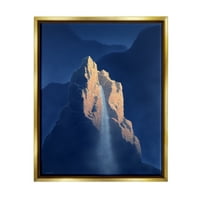 СТУПЕЛ надреален камен карпа водопад пејзаж сликарство златен пловил врамен уметнички печатен wallид уметност
