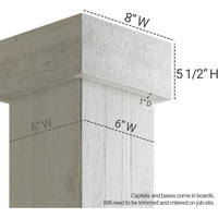 Ekena Millwork 6 W 8'H Rough Sawn Endurathane Fau Wood Wood Non-Tapered Square Column Wrap со стандарден капитал и база