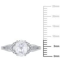 Миабела Карат Т.Г.В. Создаден бел сафир и дијамант-акцент 10K бело злато поделено прстен за ангажман