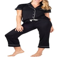 Копче за јака од пижами, нагоре со појавување на каприс полиестер мешавина пижама постави жени плус