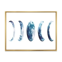 DesignArt „Магични сини месечини фази на бело“ боемско и еклектично врамено платно wallидна уметност печатење