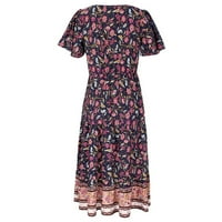 Фустани за жени лето ромбичен фустан моден стил на плажа Темпераментална лесна лабава цветна виолетова фустан м