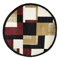 Килим со тркалезна област, килим отпорен на дамки со нозе со современ блок дизајн од Сомерсет Дома - Акцент килим за декор за