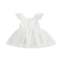 Douhoow Toddler Baby Girls Tulle фустан лето деца солидна рака без ракави крпеница принцези фустани