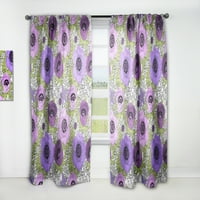 DesignArt 'Виолетова фантастична цвеќиња ретро шема' модерен панел за завеси од средниот век