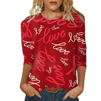 Тренингот Блузи За Жени Денот На Вљубените Љубов Печати Дрво Празник Графичка Блуза Црвена Л