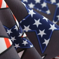 Ловско Жени Дами 4 јули Блузи Американско Знаме Ѕвезда Врвот Сонце Фустани Повик Секси Лента Печатење Патенти О-Вратот Краток