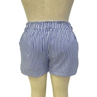 Нолила жени летни шорцеви на плажа со високи половини кратки панталони шарени мини панталони дами удобни дното широко нога сина