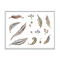 DesignArt „Лисја и бобинки од диво грозје на боемското и еклектично врамено платно wallидна уметност печатење