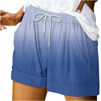 Printенски шорцеви Печатените обични лабави џебови на жените, кратки панталони за кратки панталони, морнарица 4