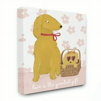 Sumbell Home Décor Dog Family Love Pink Pink Yellow Design Design Canvas wallидна уметност од Синди Вилингем