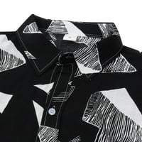 Поло кошули за машка лежерна геометриска печатена кошула со кратки ракави со сингл кошула со јака од јака
