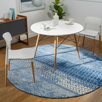 Уметнички ткајачи монако племенски килим, светло сина, 6'7 круг