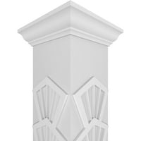 Ekena Millwork 12 W 10'H Craftsman Classic Square Non-Tapered Coastal Fretwork Column W Crown Capital & Crown Base