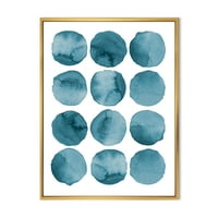DesignArt 'Сини аквамарински кругови геометриски елементи' модерни врамени платно wallидни уметности печатење