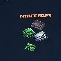 Boys Minecraft Boys блокира графичка маица со кратки ракави, 2-пакувања, големини XS-XXL