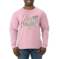 Останете убава цитат за позитивност, велејќи кошула со долги ракави со поп култура, светло розова, 2xl