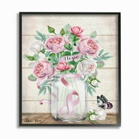 Stuple industries Надеж за цветна тегла Пеперутка розова слика, врамена wallидна уметност од Шери Харт