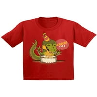 Незгодна стилови на 4-та роденденска маица Јас сум четири кошула на дете од диносаурус