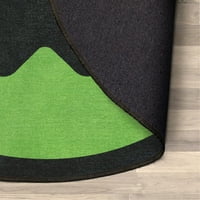 Добро ткаена чудесна бубамара мачка ноар симбол зелена 6'7 тркалезен килим