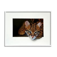 Tuphely Industries загрозувајќи ја гепарта, блескава џунгла мачка нејасна сликарство сликање бело врамен уметнички печатен wallид