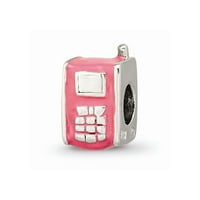 Цврсти Сребрени Деца Емајлирани Розови Мобилни Телефони Мушка Мал Шарм Мал Приврзок