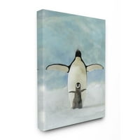 Слупел дома декор пингвин семејство сина акварел животно сликарство платно wallидна уметност од ellвездено студио