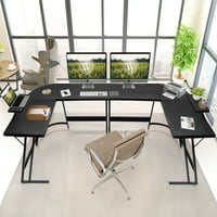 Лакуо домашна канцеларија за пишување биро модерна компјутерска биро за форма L, црно