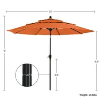 Чадор за внатрешен двор - 3 -нивоана сончева маса со навалување на копчето за притискање и лесен отворен чудак - чадор на отворено