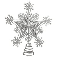 Дозвола Јохома Божиќна Елка Топер Сјај Снегулка Златна Метална Ѕвезда Топер Совршен За Секоја Големина Елка Сребро
