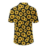 Женски Обични Печатени V-Вратот Краток Ракав Кошула Пуловер Лабава Блуза Блузи XL