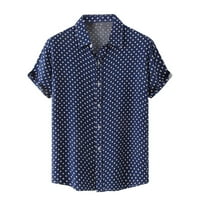 летни кошули за мажи Амидоа, обични стилски памук, швајцарски точки, кратка ракав врвот лабава мала тежина копче надолу со маица