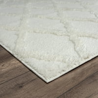 Обединети ткајачи Квинсленд Цинзиа Геометриски килим Шаг област, бел, 9'8 13'2