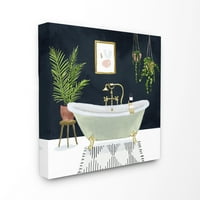 Дизајнер за декорирање на куќи за кутии за бања сино злато дизајн платно wallидна уметност од Викторија Борхес