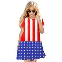 Dressга Мало Девојче Фустан Облека Деца Бебе Пролет Лето Печатење Краток Ракав Активна Мода Дневен Затворен Отворен Ден На Американската