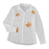 Блузи од ueуебонг за жени, лабаво вклопено копче со долги ракави надолу од кошули со туника, симпатична лапата пеперутка печатење