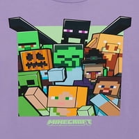 Boys Minecraft Boys блокира графичка маица со кратки ракави, 2-пакувања, големини XS-XXL