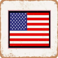 МЕТАЛЕН ЗНАК-Д Американско Знаме-Гроздобер ' Рѓосан Изглед
